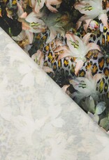 French terry digital flowers leopard kaki French terry digital flowers leopard kaki