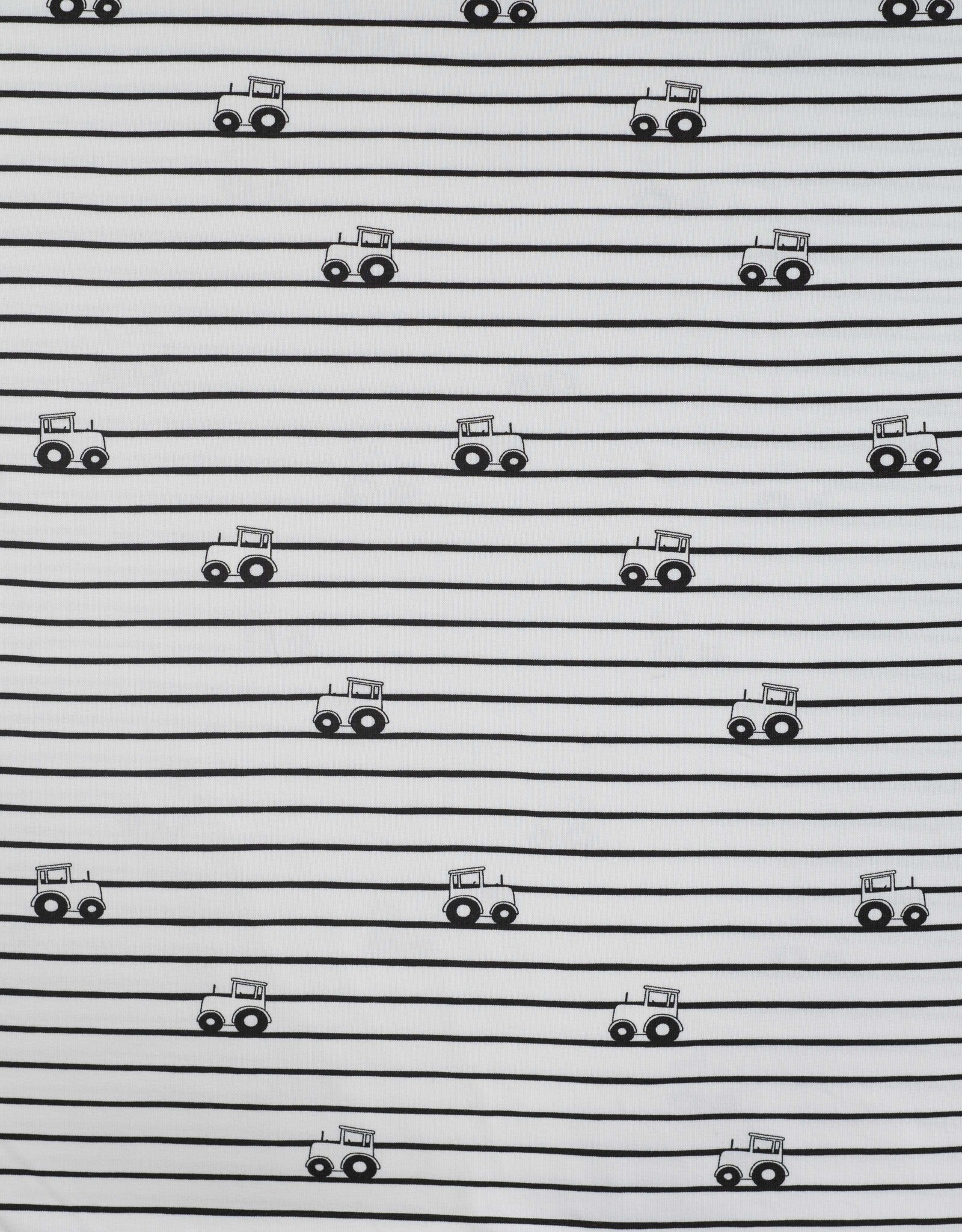 Katoen jersey glow in the sun Tractor en strepen off white