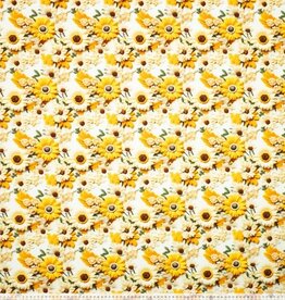 Stoffenschuur selectie Canvas 3d flowers zonnebloem ecru