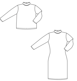 Zen rolkraag trui en jurk dames, tieners & kids