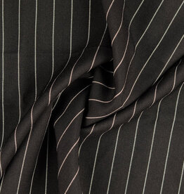 Gabardine vintage krijtstrepen zwart