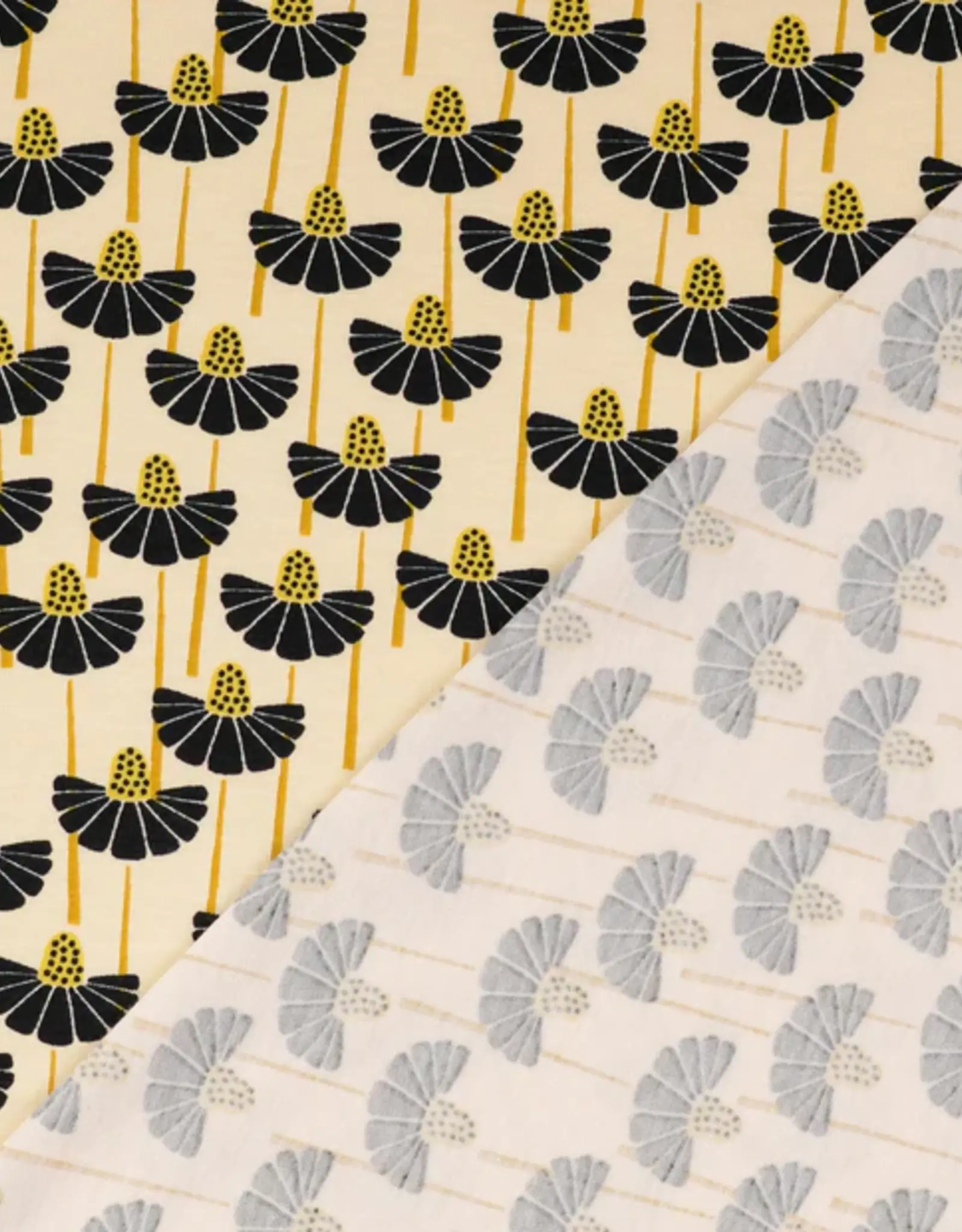 Bio katoen retro bloemenprint- Loes van oosten