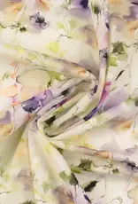 Katoen voile 3D dots bloemen pastel wit Katoen voile 3D dots bloemen pastel wit
