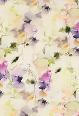 Katoen voile 3D dots bloemen pastel wit Katoen voile 3D dots bloemen pastel wit