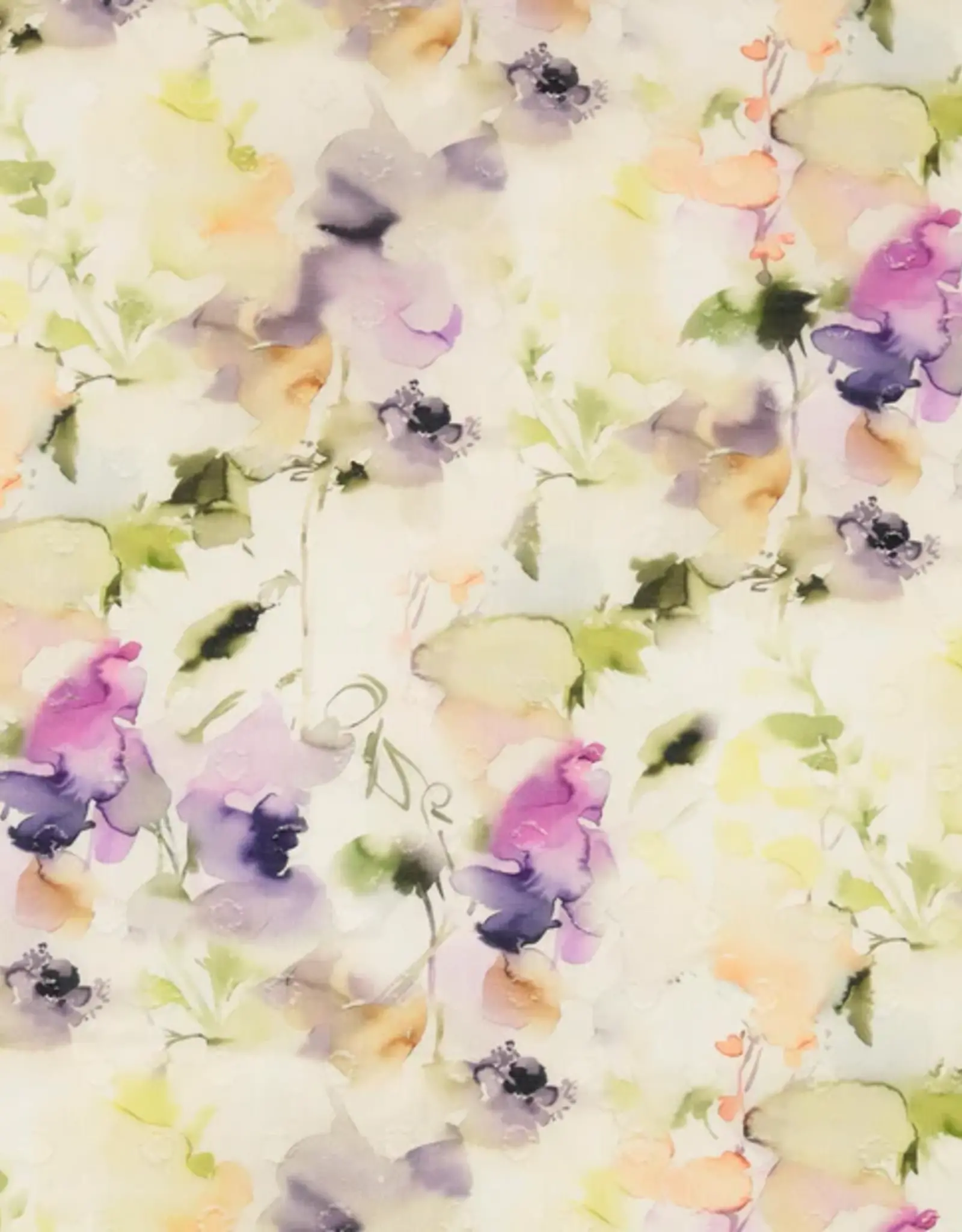 Katoen voile 3D dots bloemen pastel wit