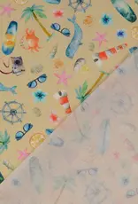 Katoen  zon, zee, strand  licht geel Katoen  zon, zee, strand  licht geel