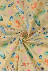 Katoen  zon, zee, strand  licht geel Katoen  zon, zee, strand  licht geel