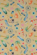 Katoen  zon, zee, strand  licht geel Katoen  zon, zee, strand  licht geel