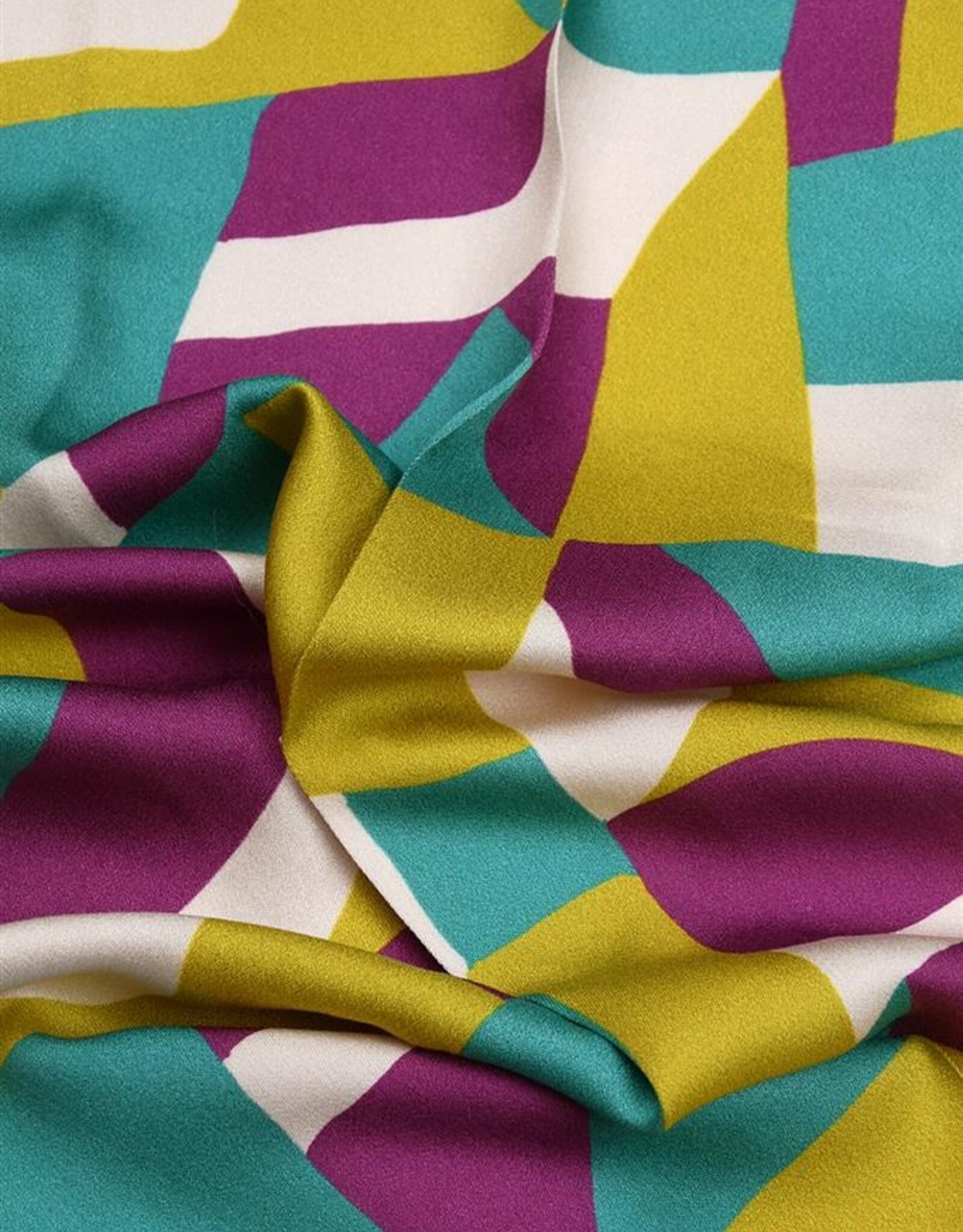 Viscose satijn geometrisch limoen