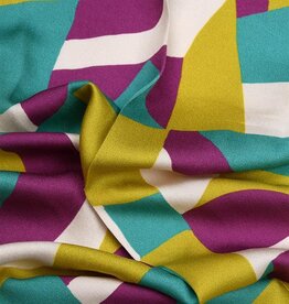 Viscose satijn geometrisch limoen