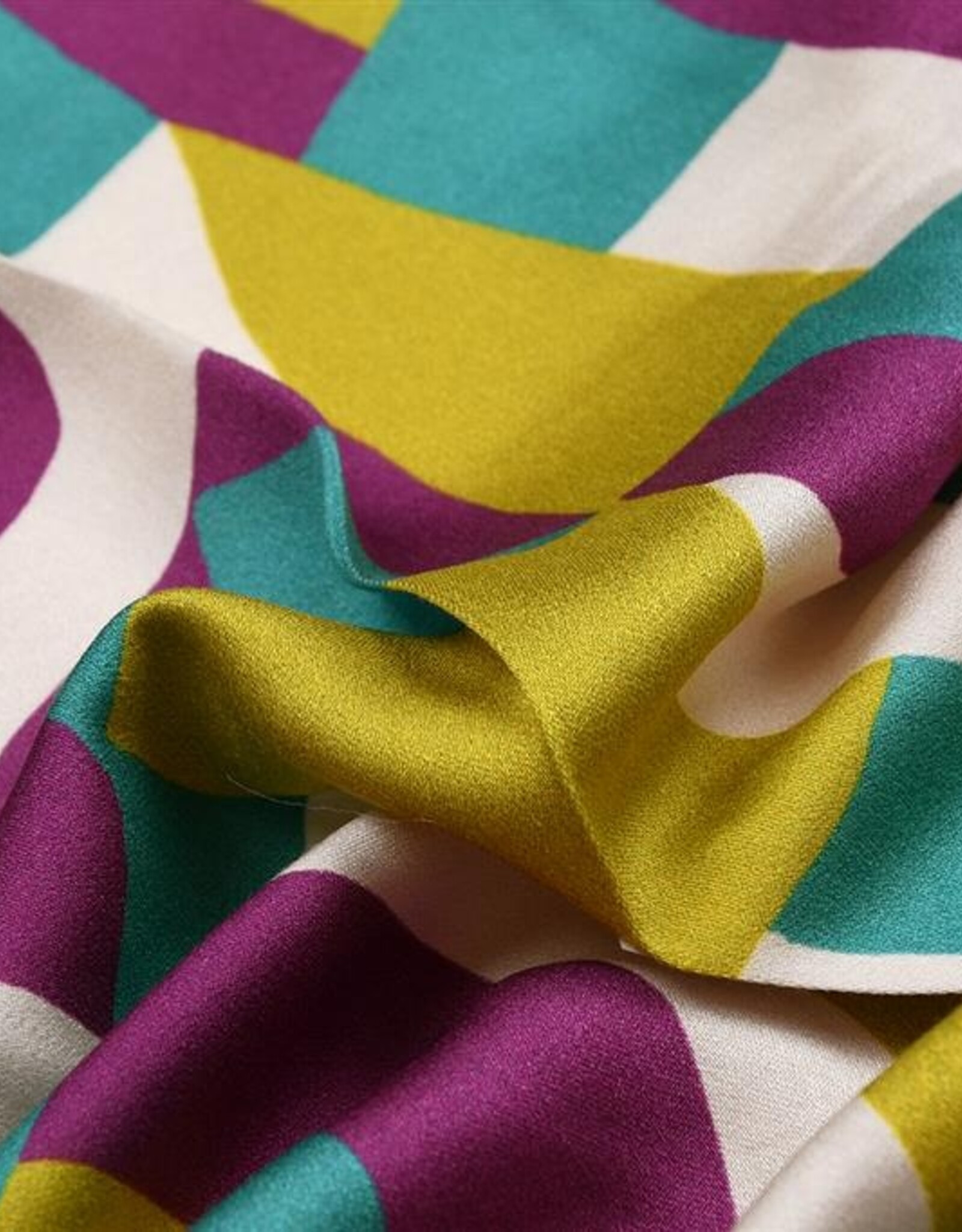 Viscose satijn geometrisch limoen