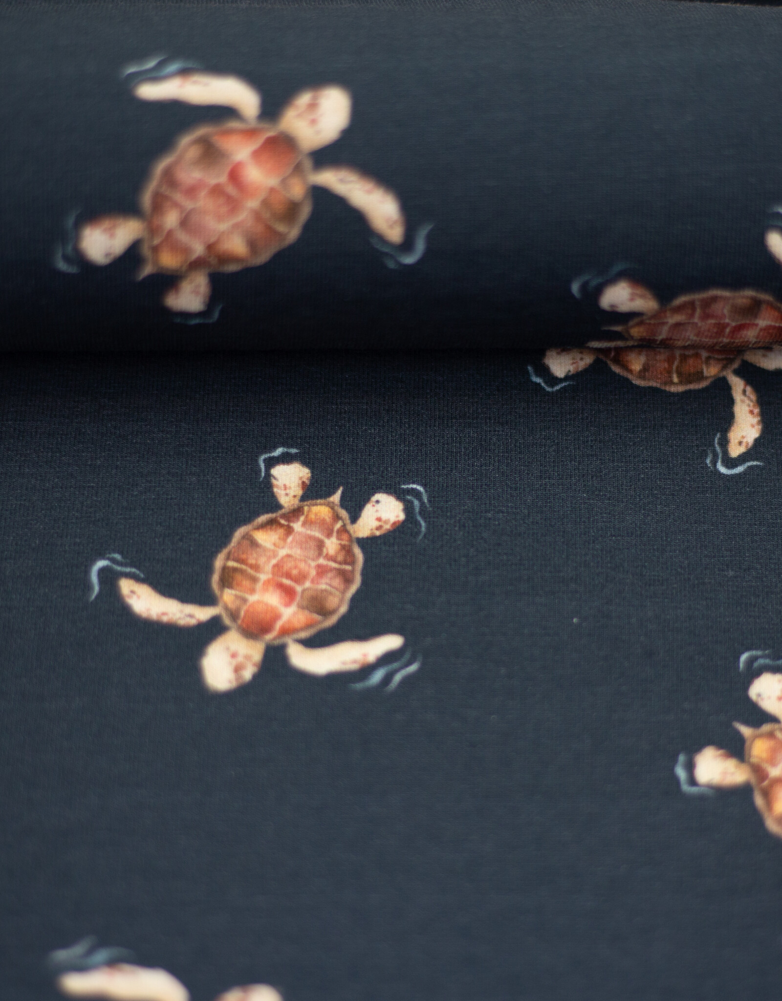 katoen jersey schildpad donker blauw