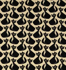 French terry black cat yellow