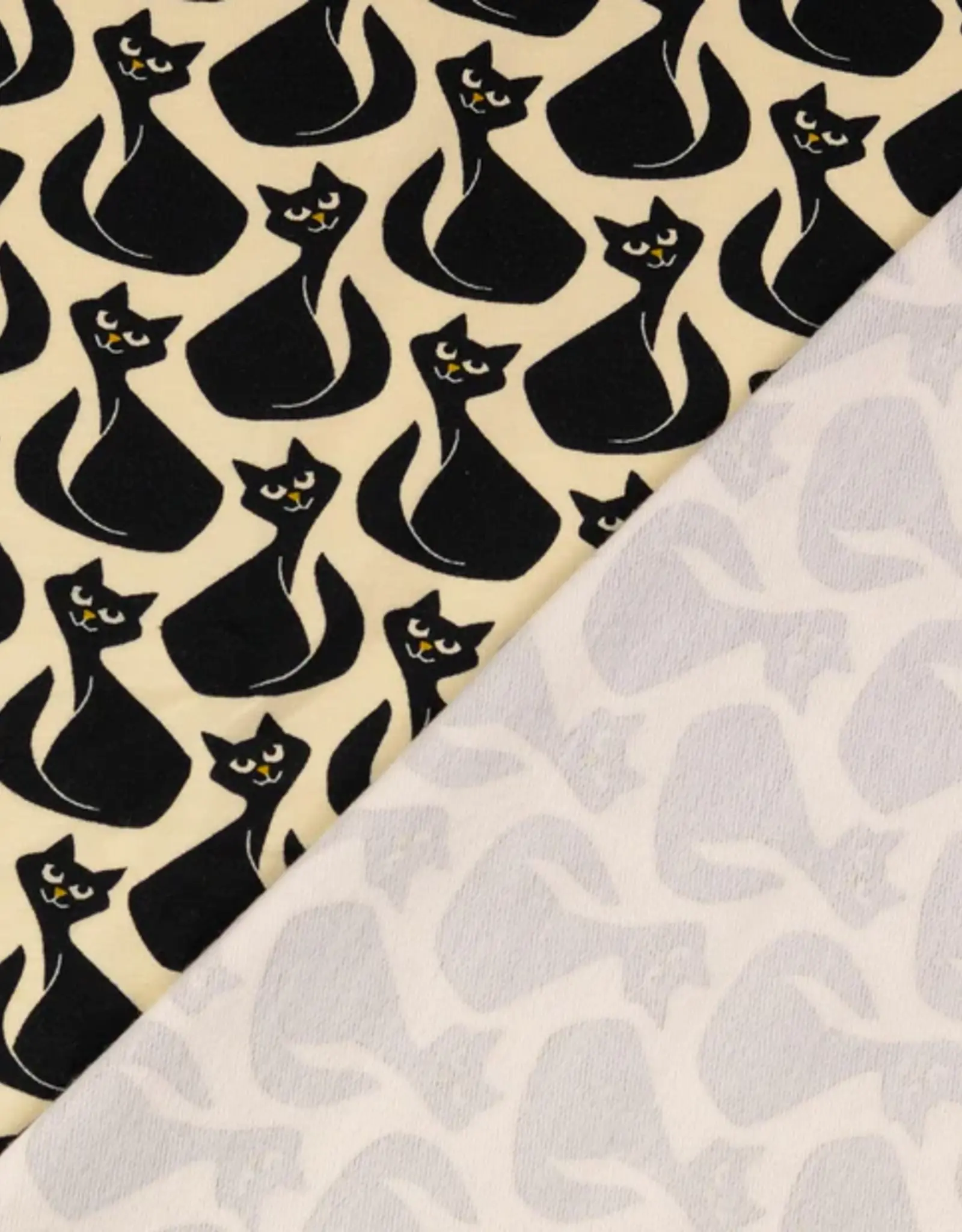 French terry black cat yellow