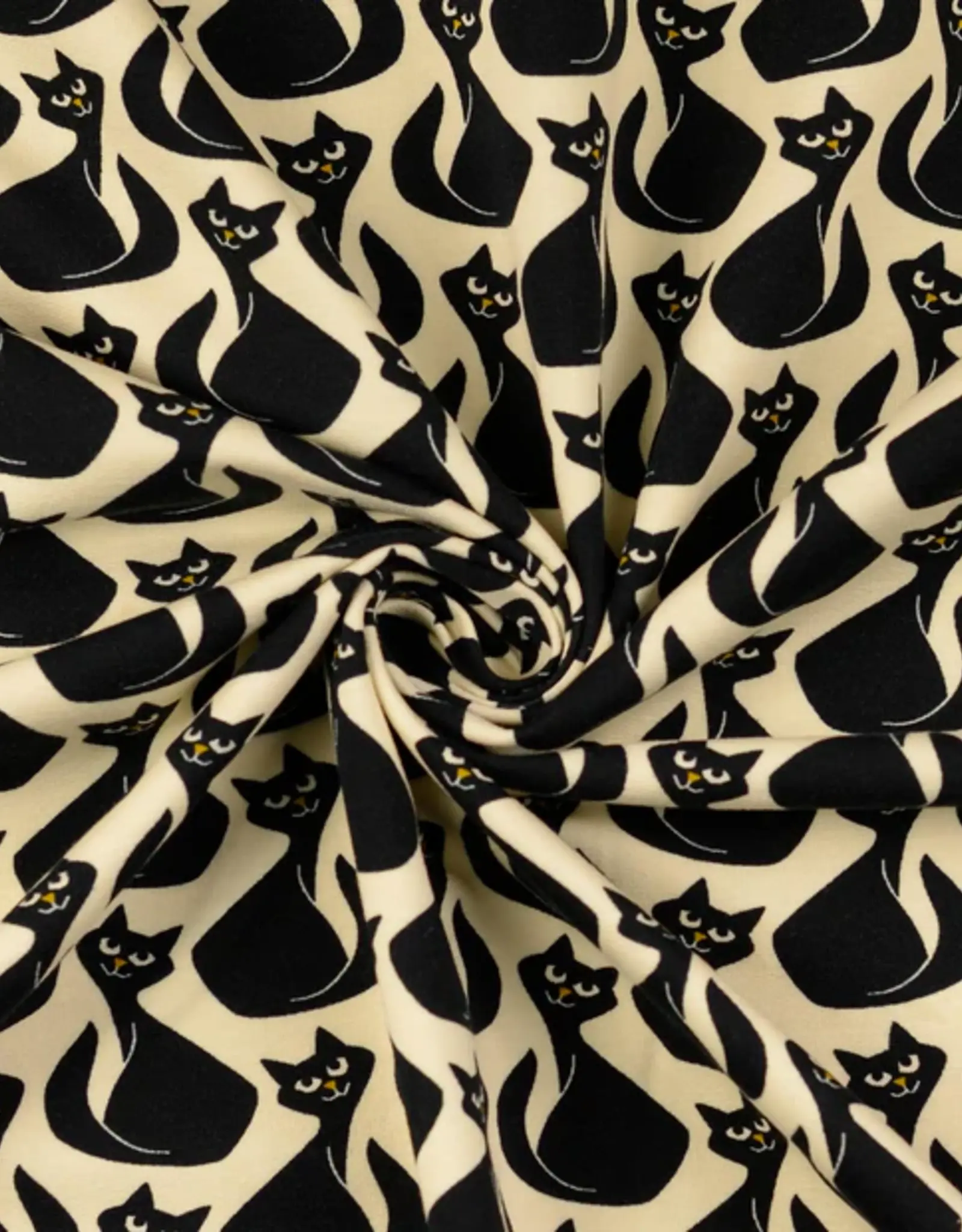 French terry black cat yellow