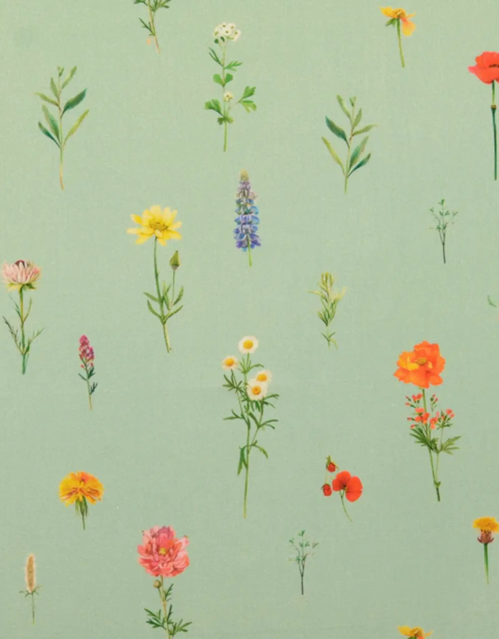 Katoen digital print flowers groen