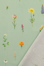 Katoen digital print flowers groen Katoen digital print flowers groen