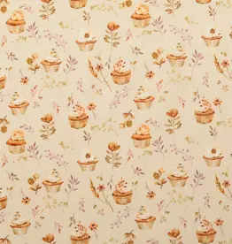 Katoen digital print cupcake flower