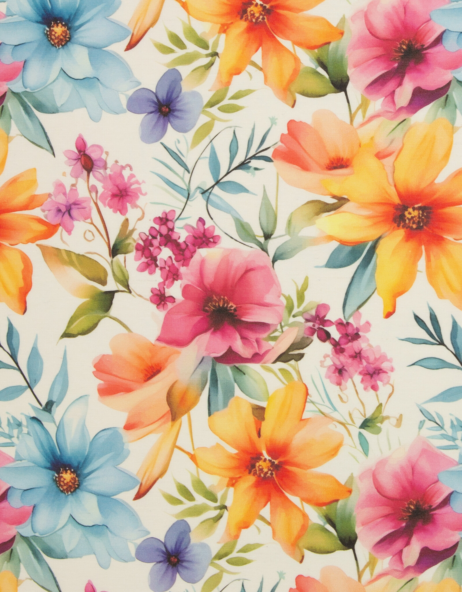 Gecoat katoen  kleurrijke tropische bloemen