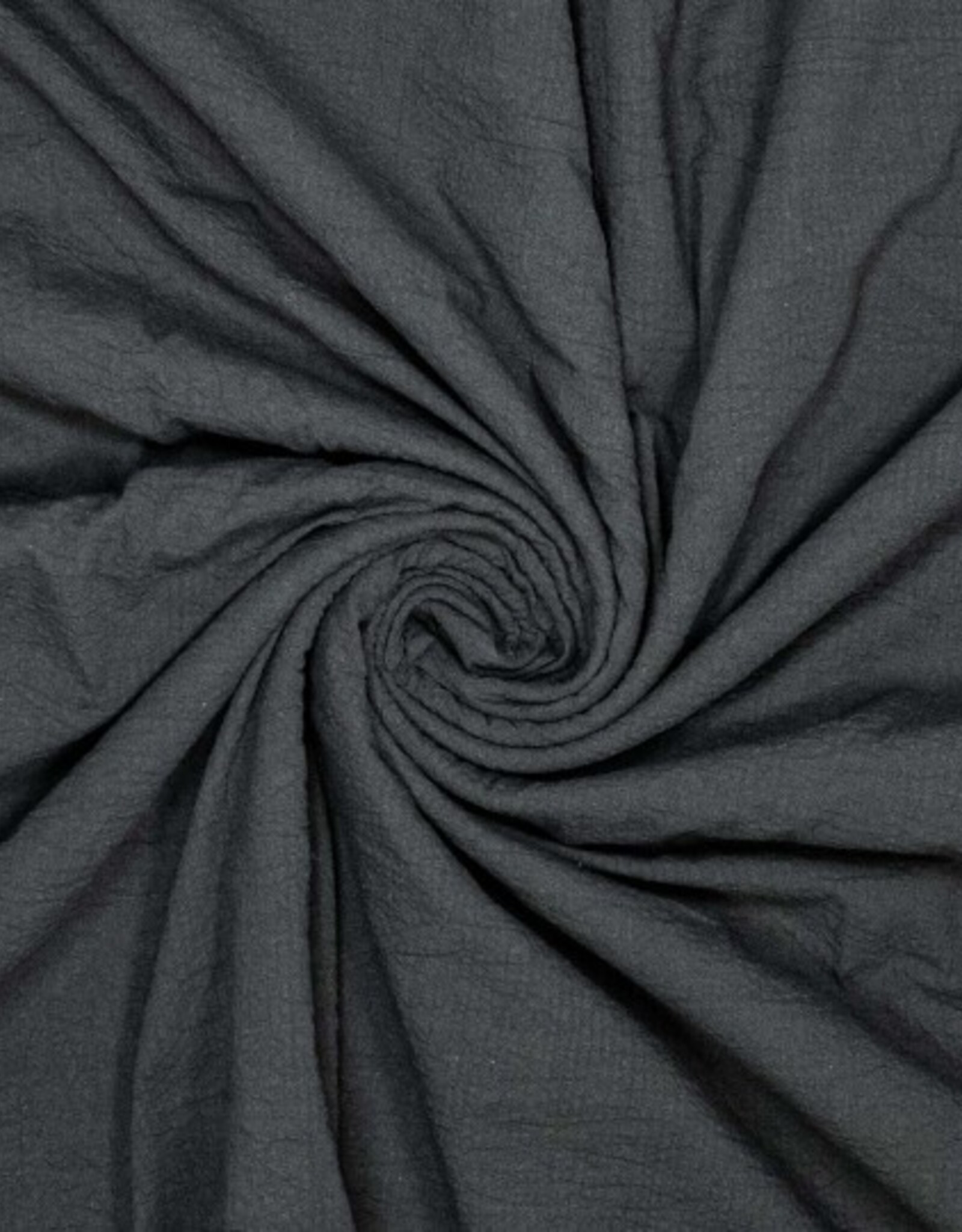 Seersucker uni zwart