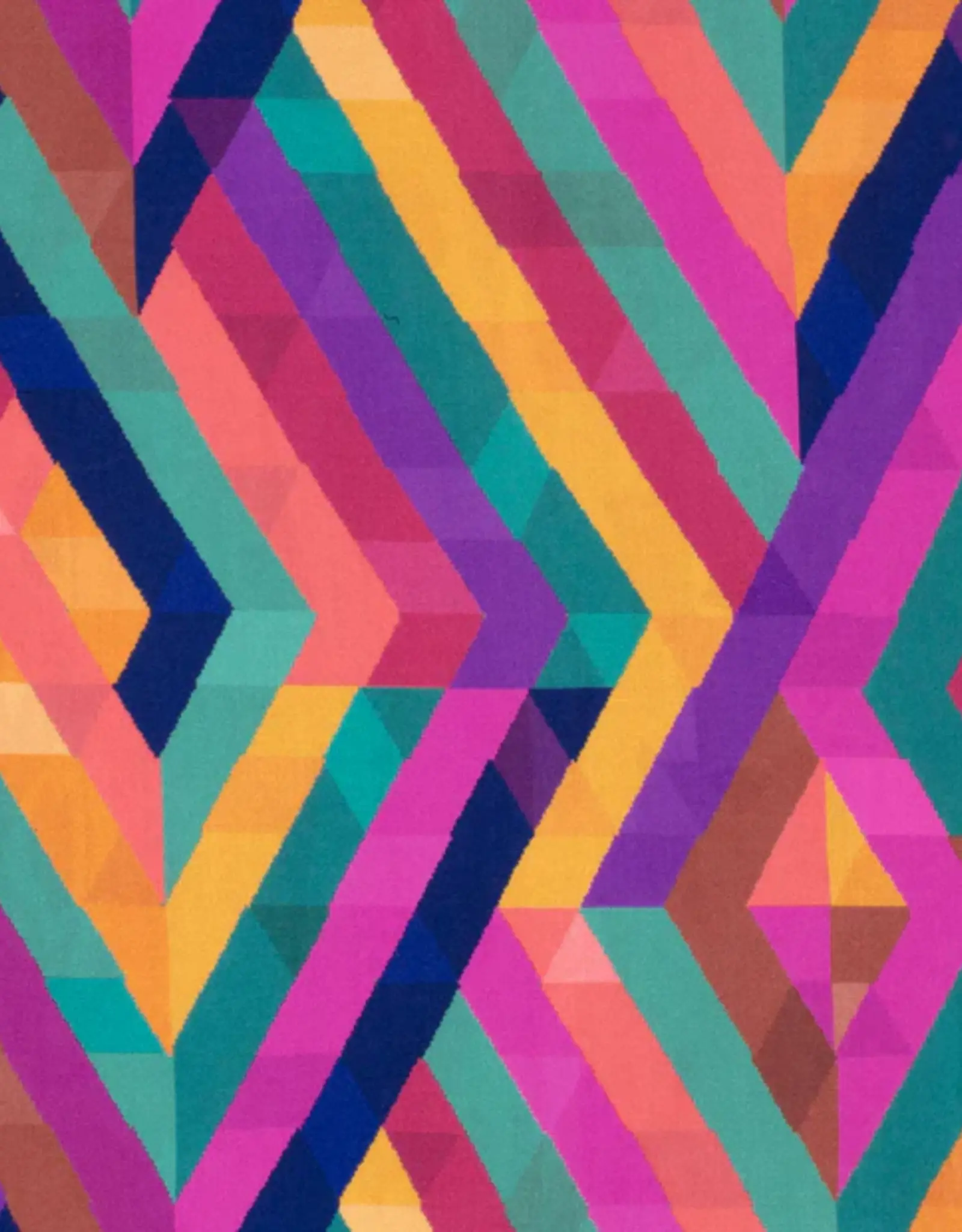 Viscose geometrische lijnen fuchsia