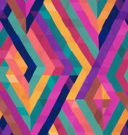 Viscose geometrische lijnen fuchsia