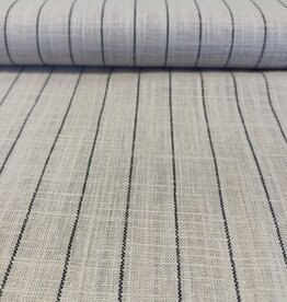 Viscose linnen zwarte krijtstreep beige