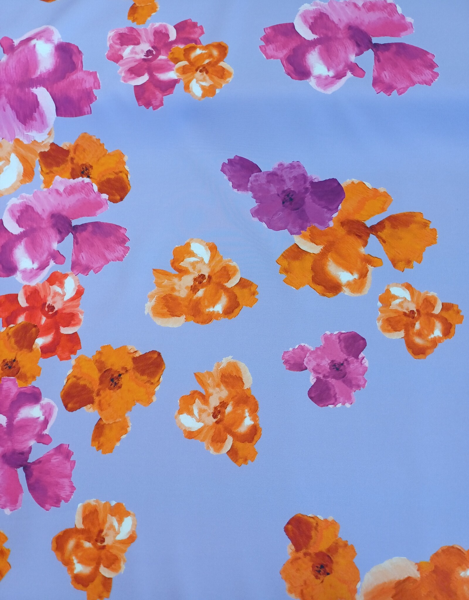 Scuba crepe 2way geprint bloemen lila