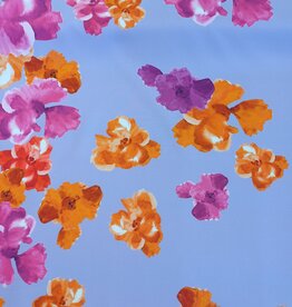 Scuba crepe 2way geprint bloemen lila