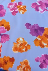 Scuba crepe 2way geprint bloemen lila Scuba crepe 2way geprint bloemen lila