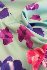Scuba crepe 2way geprint bloemen aqua Scuba crepe 2way geprint bloemen aqua