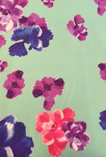 Scuba crepe 2way geprint bloemen aqua Scuba crepe 2way geprint bloemen aqua