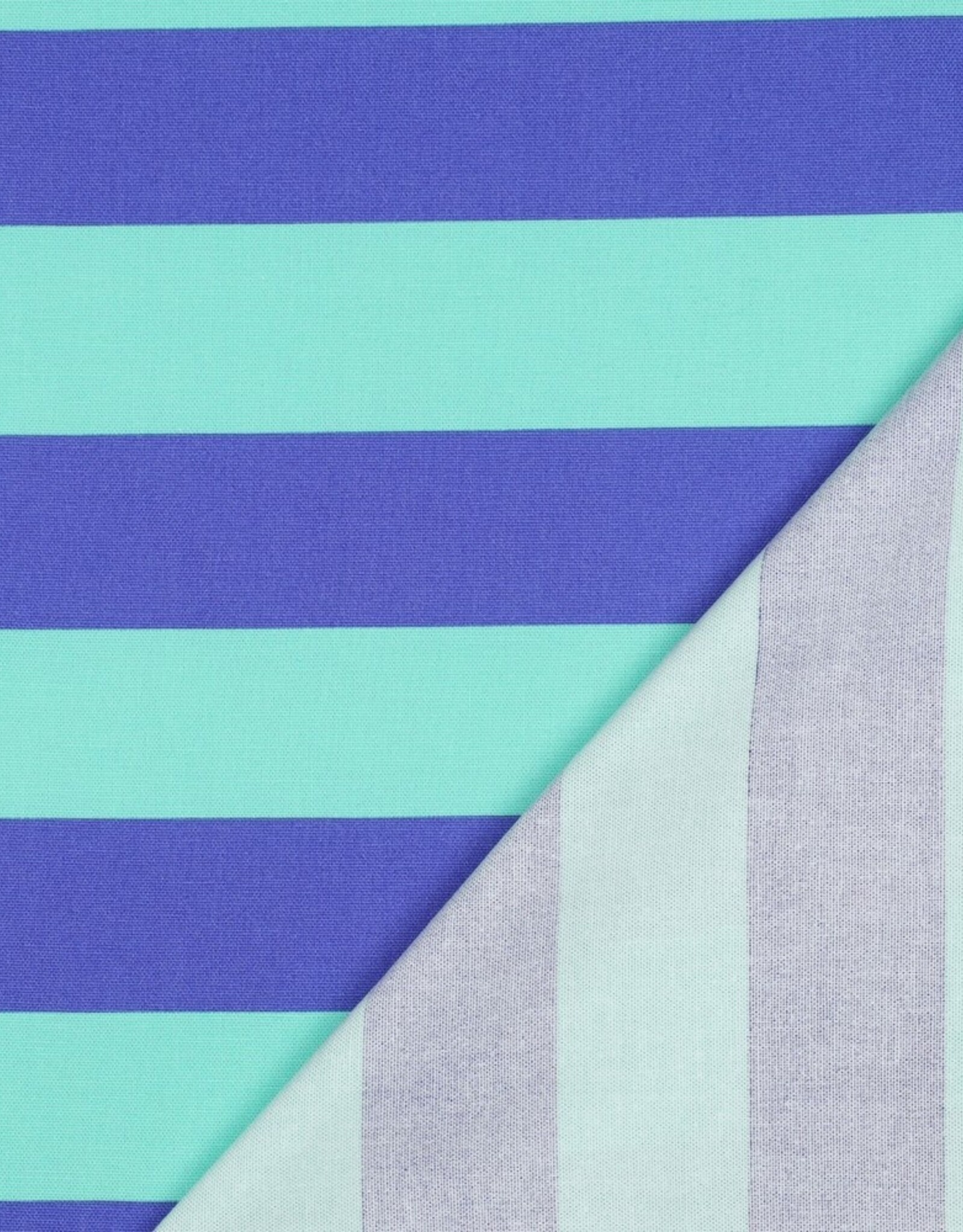 Canvas strepen mint en blauw