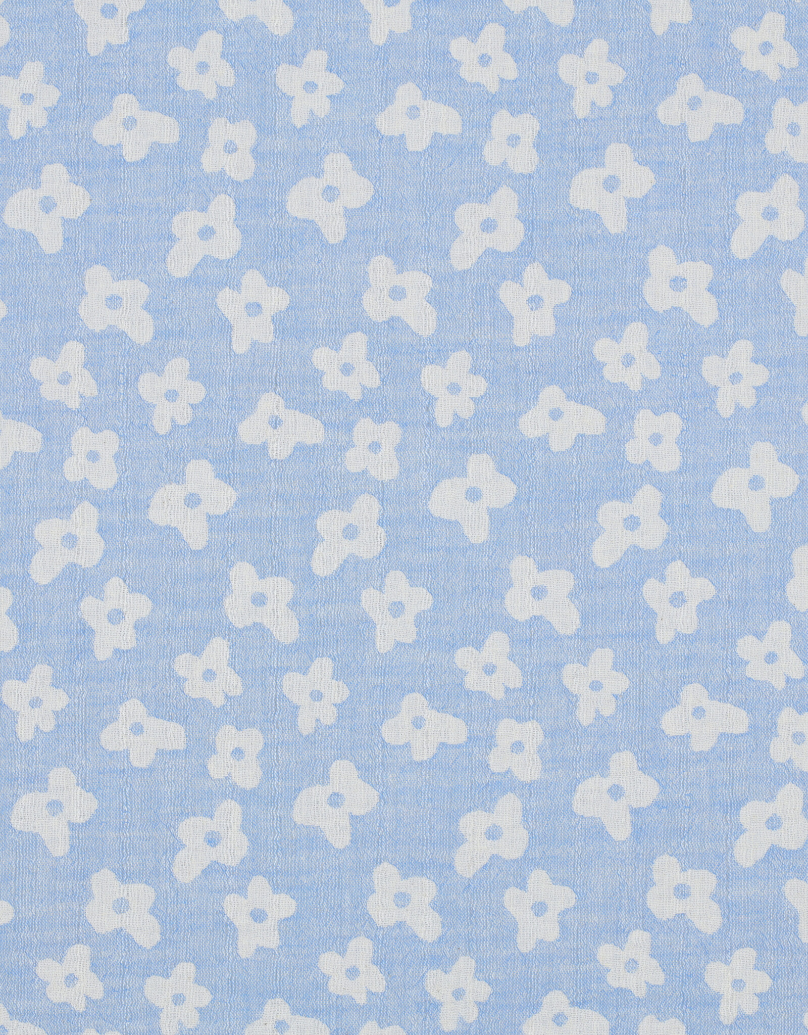 Double gauze jacquard flowers baby blauw dubbelzijdig