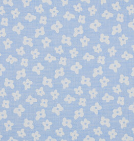 Double gauze jacquard flowers baby blauw dubbelzijdig