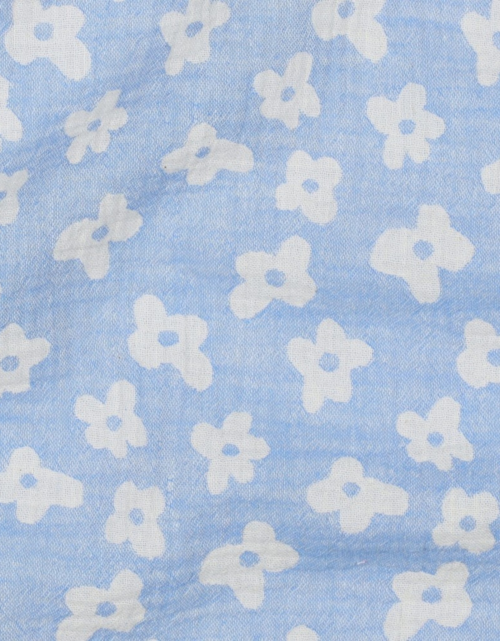 Double gauze jacquard flowers baby blauw dubbelzijdig