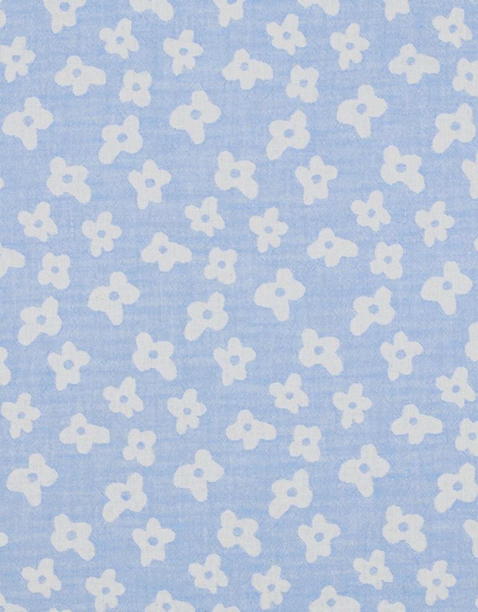 Double gauze jacquard flowers baby blauw dubbelzijdig