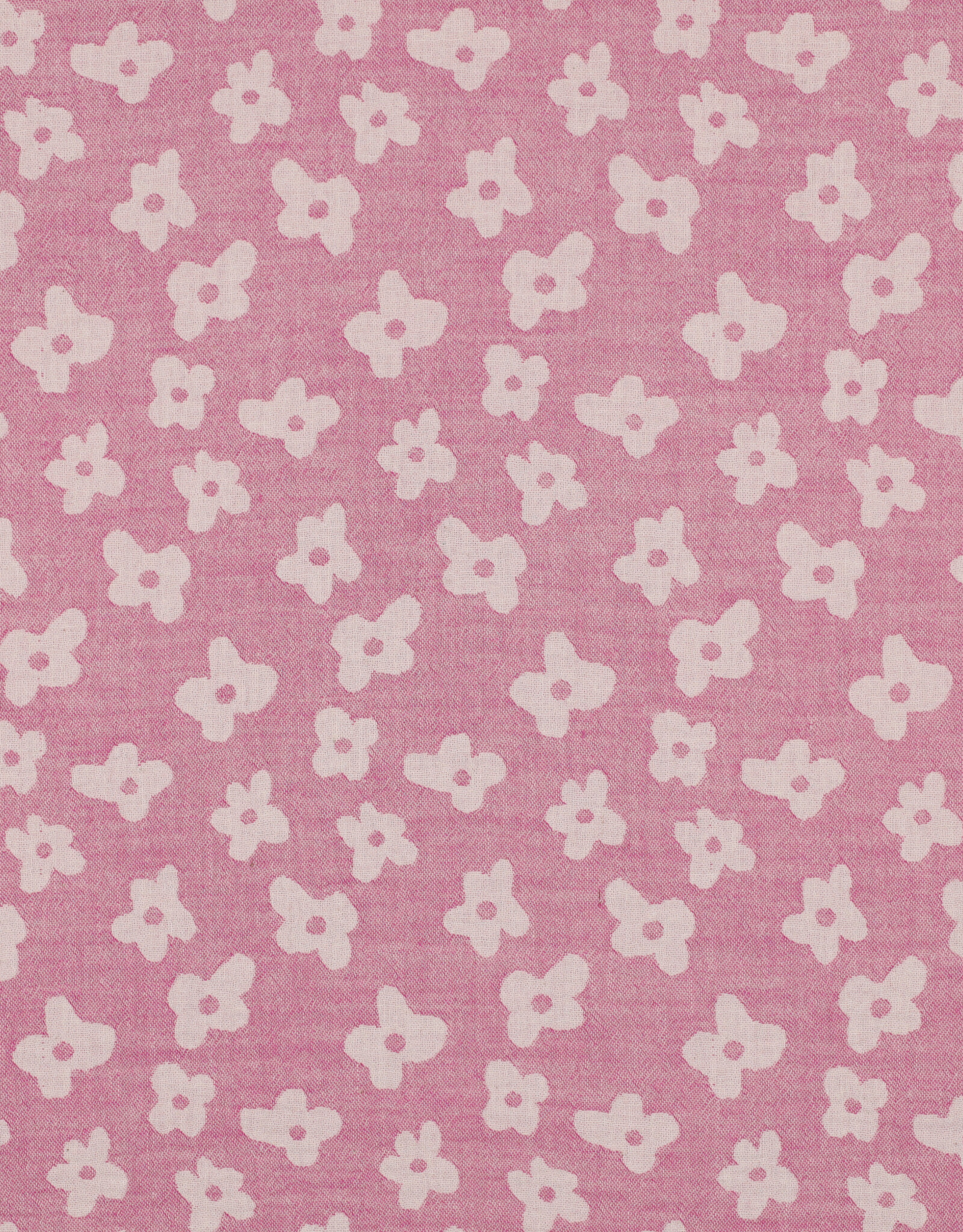 Double gauze jacquard flowers zacht roze dubbelzijdig