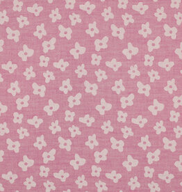 Double gauze jacquard flowers zacht roze dubbelzijdig