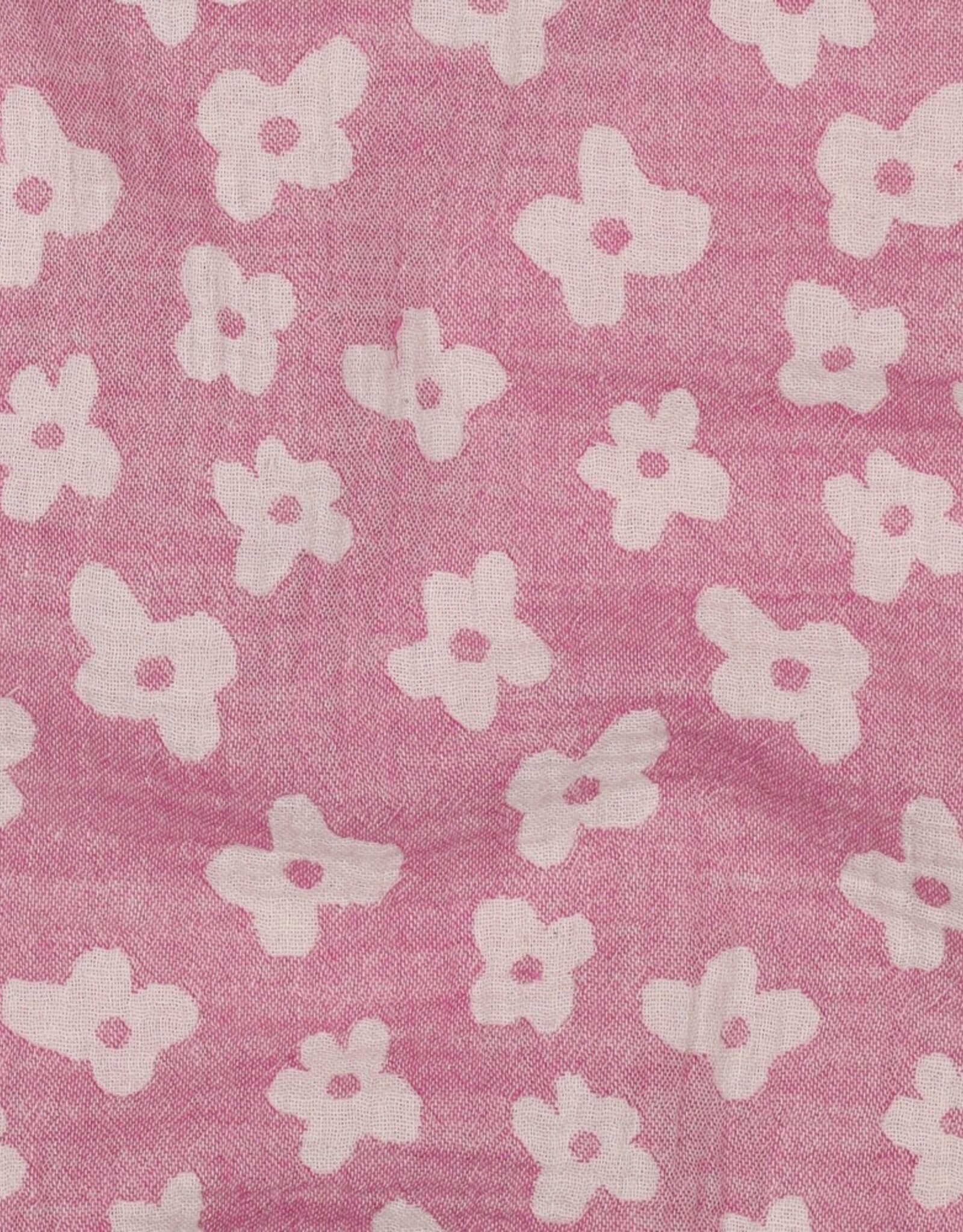 Double gauze jacquard flowers zacht roze dubbelzijdig