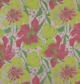 Jacquard flowers roze geel