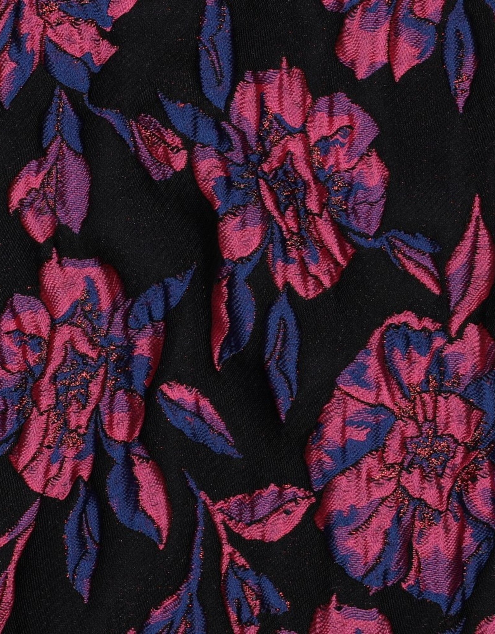 Jacquard flowers zwart glitter fuchsia