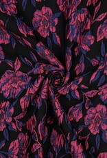 Jacquard flowers zwart glitter fuchsia Jacquard flowers zwart glitter fuchsia
