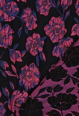 Jacquard flowers zwart glitter fuchsia Jacquard flowers zwart glitter fuchsia
