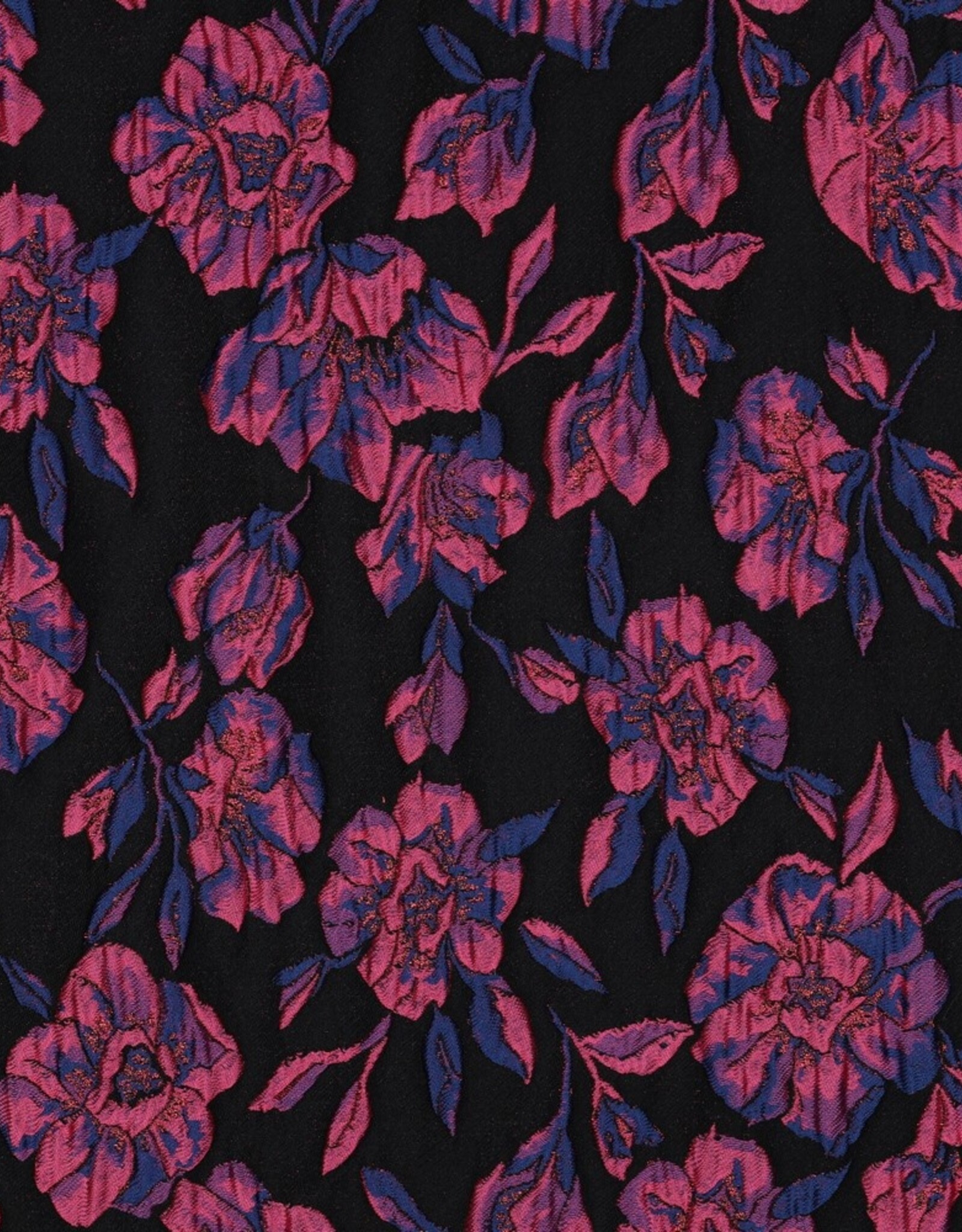 Jacquard flowers zwart glitter fuchsia