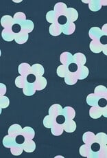 Softshell digital flowers dark petrol
