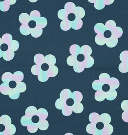 Softshell digital flowers dark petrol