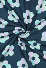 Softshell digital flowers dark petrol