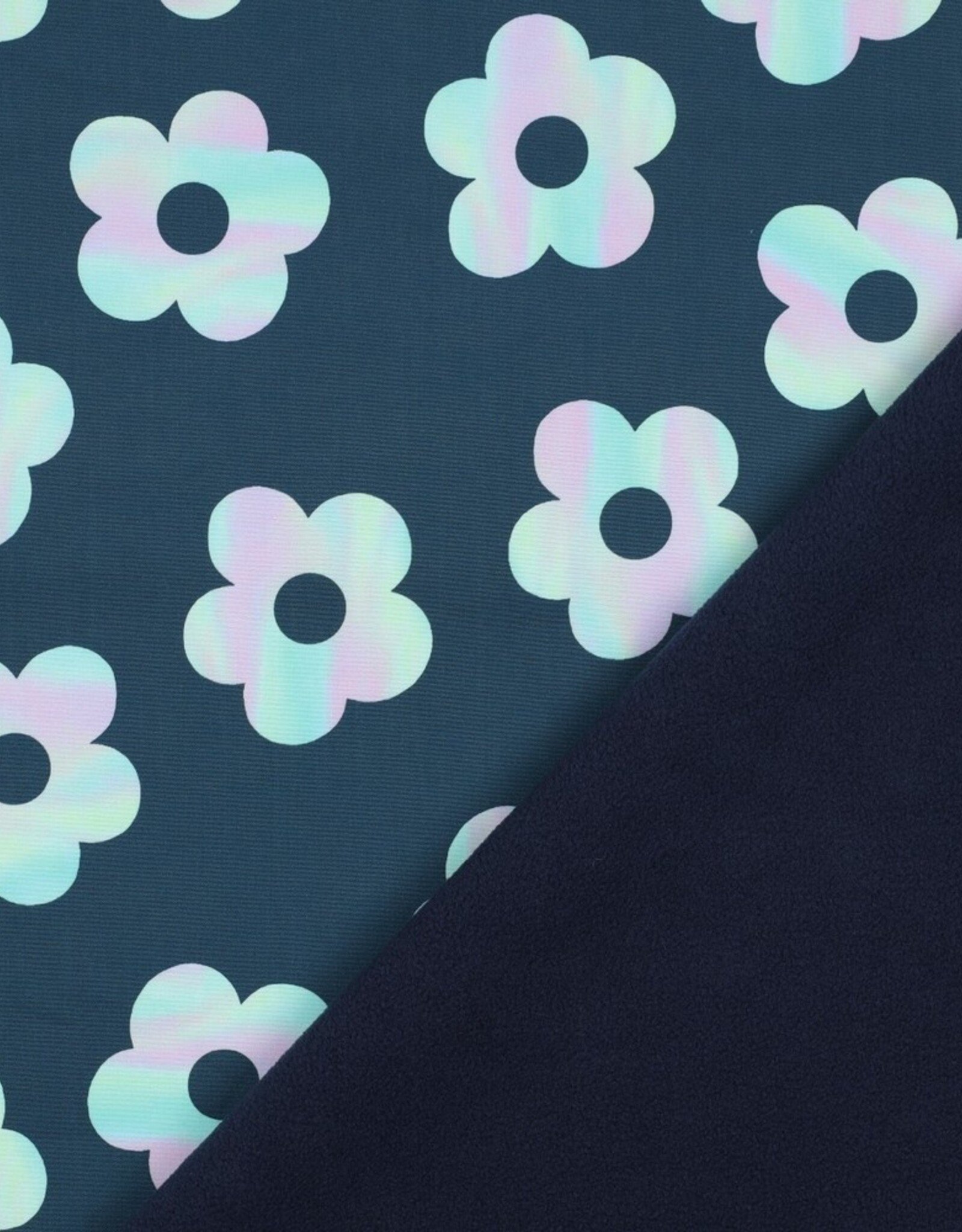 Softshell digital flowers dark petrol