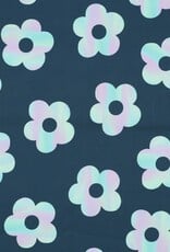 Softshell digital flowers dark petrol